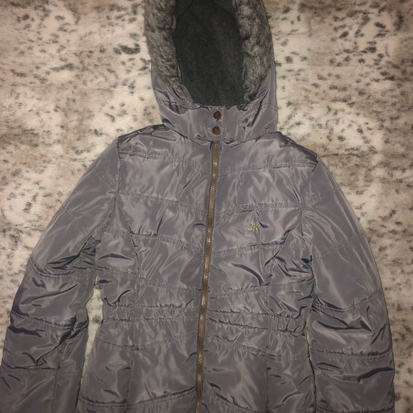 Calvin Klein Puffer Jacket Girls Size Large Gray Color - Picture 1 of 11